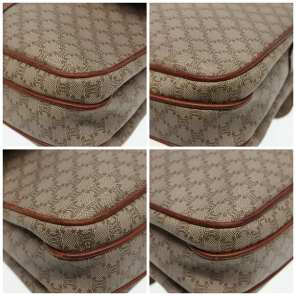 CELINE Macadam Canvas Shoulder Bag PVC Leather Beige Auth - Picture 16 of 16